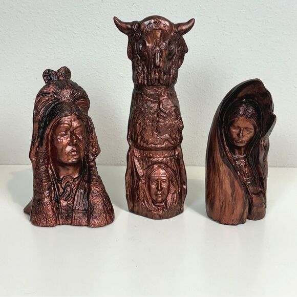 3 VTG Hand-Painted Native American Indian Ceramic Figurines - Picture 1 of 9